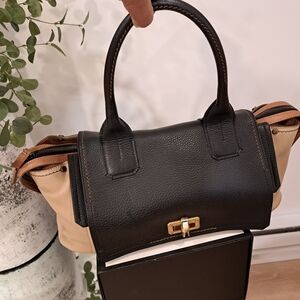 Lanvin Black and Tan Satchel